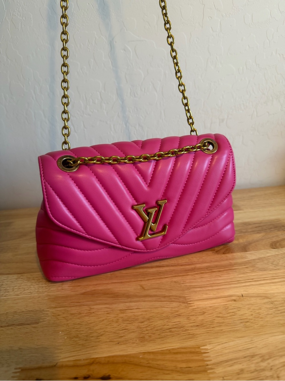 Louis Vuitton Hot Pink Quilted Chain Shoulder Bag with Gold Hardware